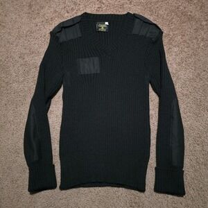 Men's Citadel Wool Sweater Made in England Ribbed Military Elbow Patches UK 44